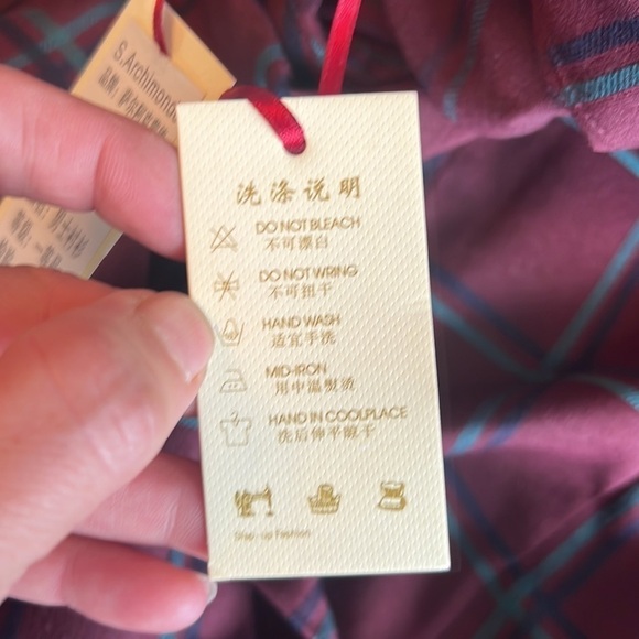 S.Archimonde Burgundy/Blue Flannel Button Up Shirt Size L - Picture 13 of 15